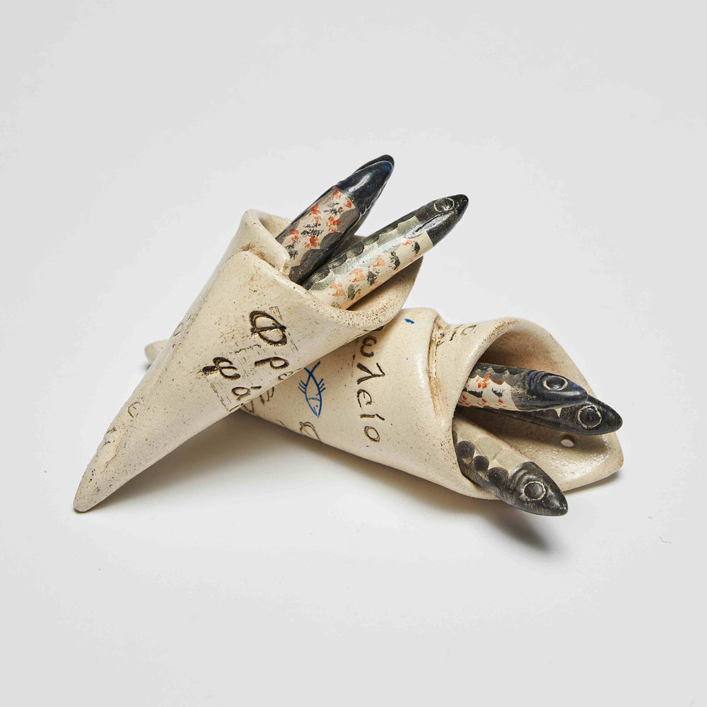 Fresh Sardines Wrapped in Paper - Ceramic