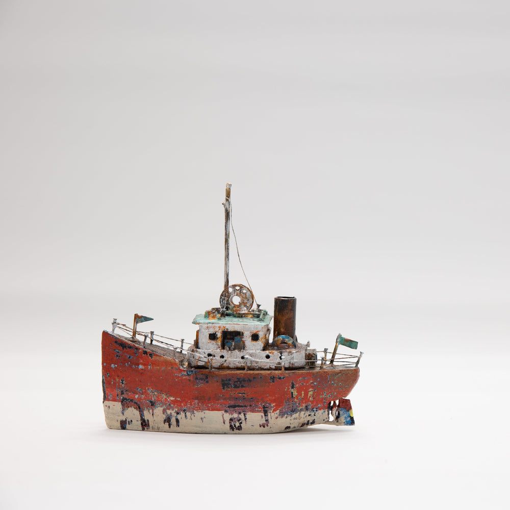 3D Wooden Ship - Coral and Ivory