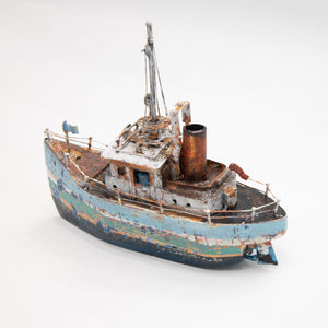 3D Wooden Ship - Greyish Blue and Navy