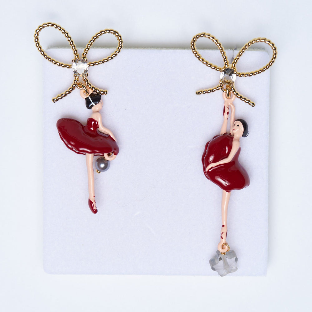 Assymetrical Red Ballerina Earrings