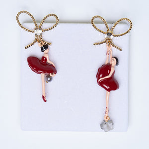 
                
                    Load image into Gallery viewer, Assymetrical Red Ballerina Earrings
                
            