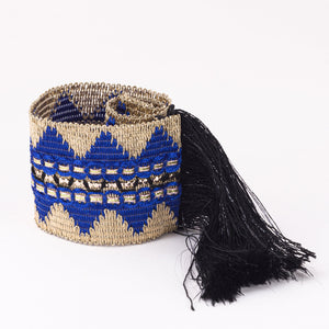 
                
                    Load image into Gallery viewer, Athena Bracelet in Blue-Gold with Black Tassel
                
            