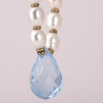 Baby Pearls Necklace with Blue Topaz