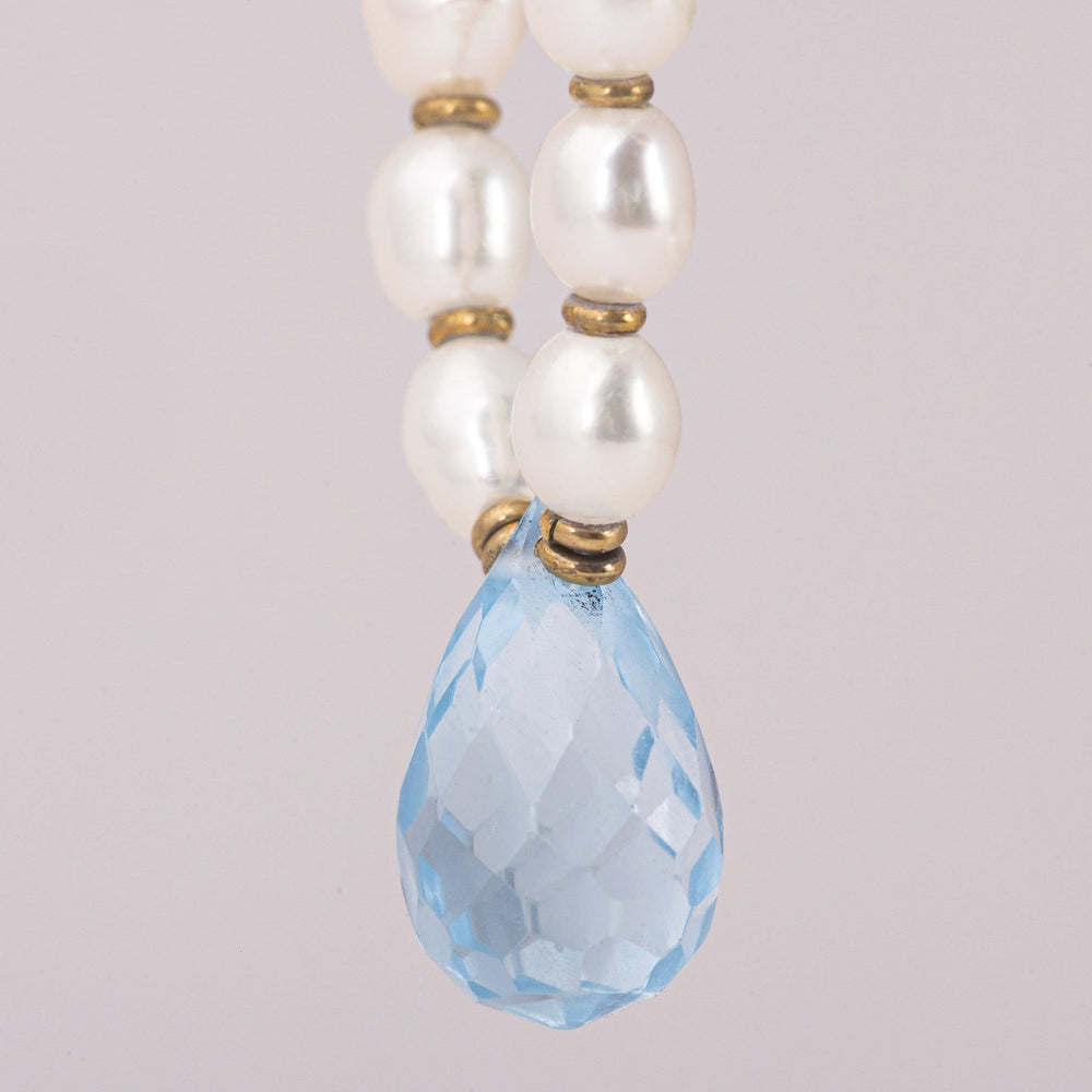 Baby Pearls Necklace with Blue Topaz