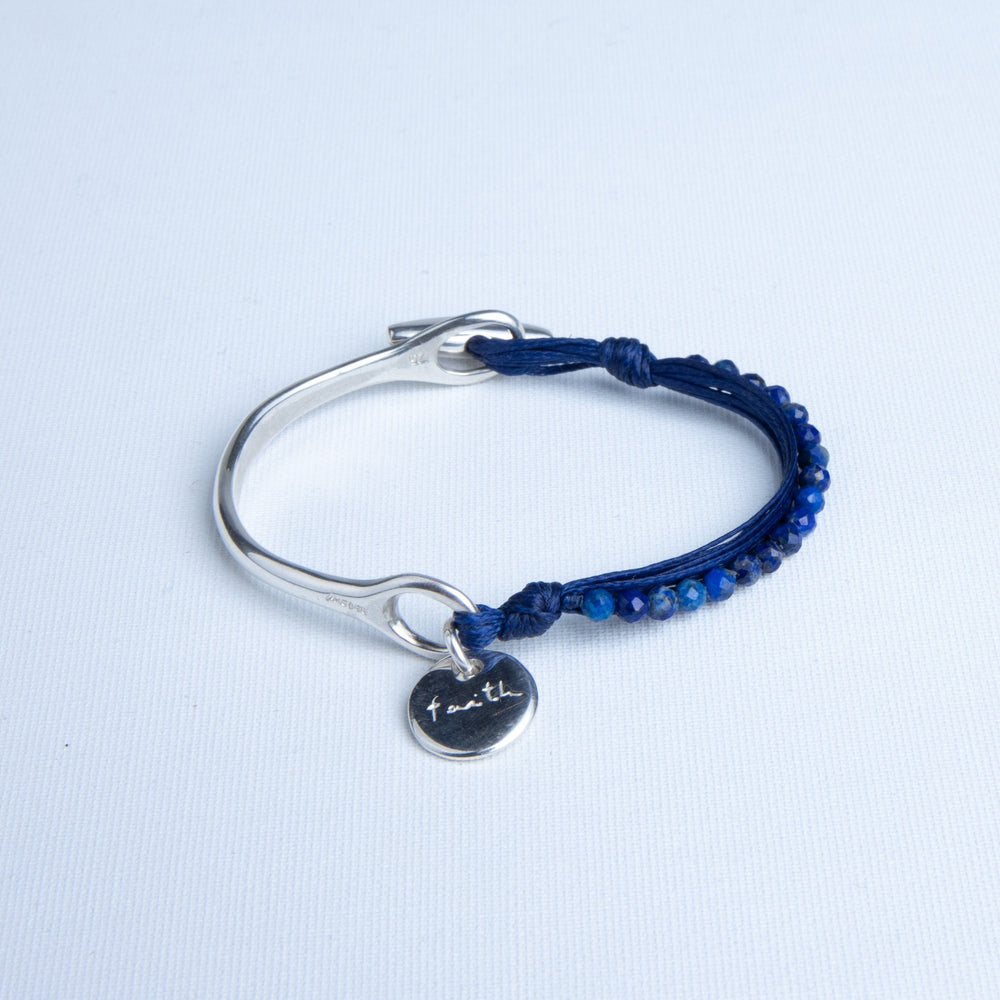 Bangle with Lapis Lazuli Gemstones in Sterling Silver