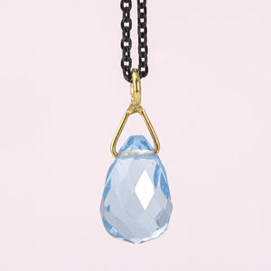 Blue Topaz Drop Pendant Necklace