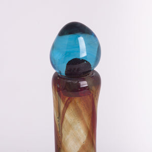 Bottle with Shot Glasses, Blown Glass Set in Copper Colour