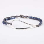 Bracelet with Blue Agate Gemstones and Sterling Silver Drop