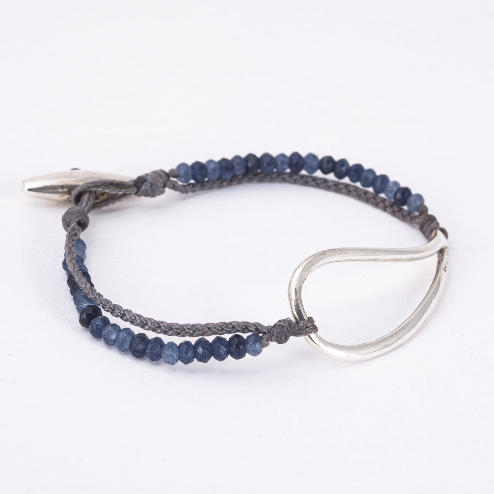 
                
                    Load image into Gallery viewer, Bracelet with Blue Agate Gemstones and Sterling Silver Drop
                
            