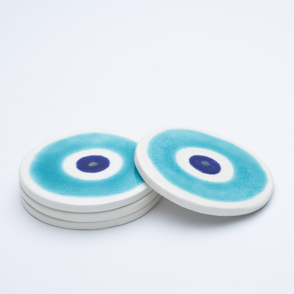 Ceramic Coasters, Evil Eye, Set of 4
