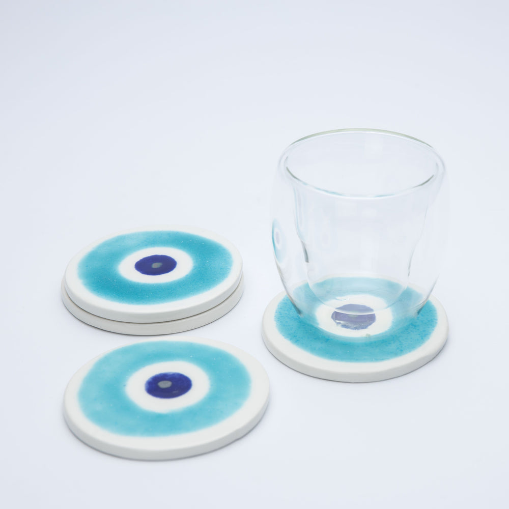 Ceramic Coasters, Evil Eye, Set of 4