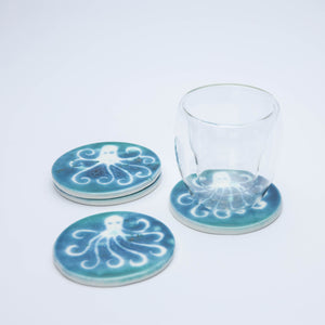 Ceramic Coasters, Octopus, Set of 4