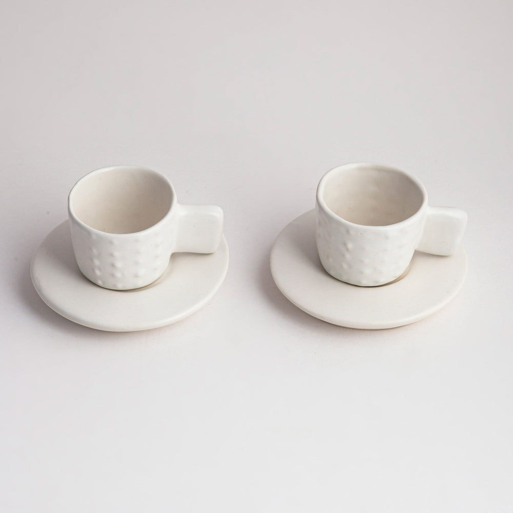 Ceramic Espresso Cups with Saucer, Set of 2