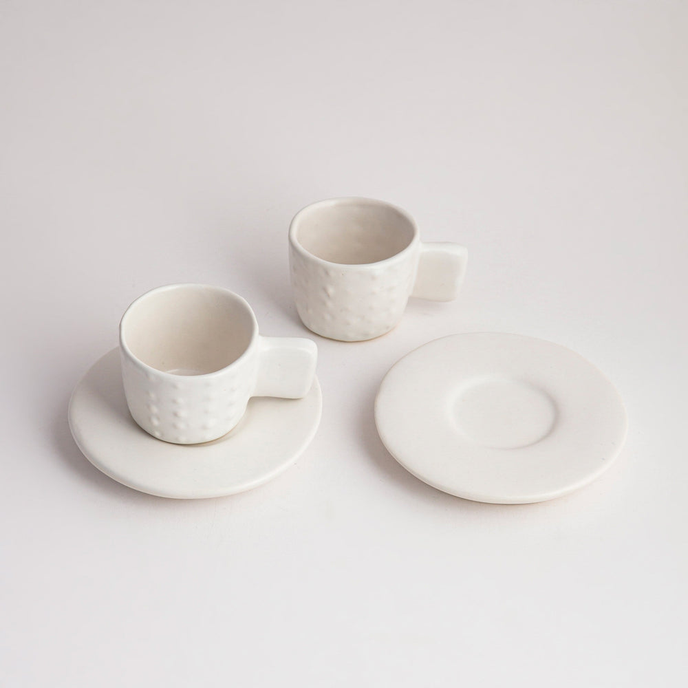 Ceramic Espresso Cups with Saucer, Set of 2