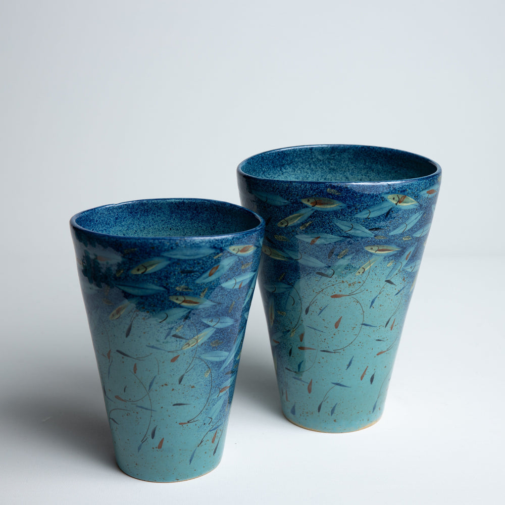 
                
                    Load image into Gallery viewer, Ceramic Flower Vase, Handpainted, Big - Deep Sea
                
            