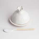 Ceramic Pomegranate Butter Dish with knife