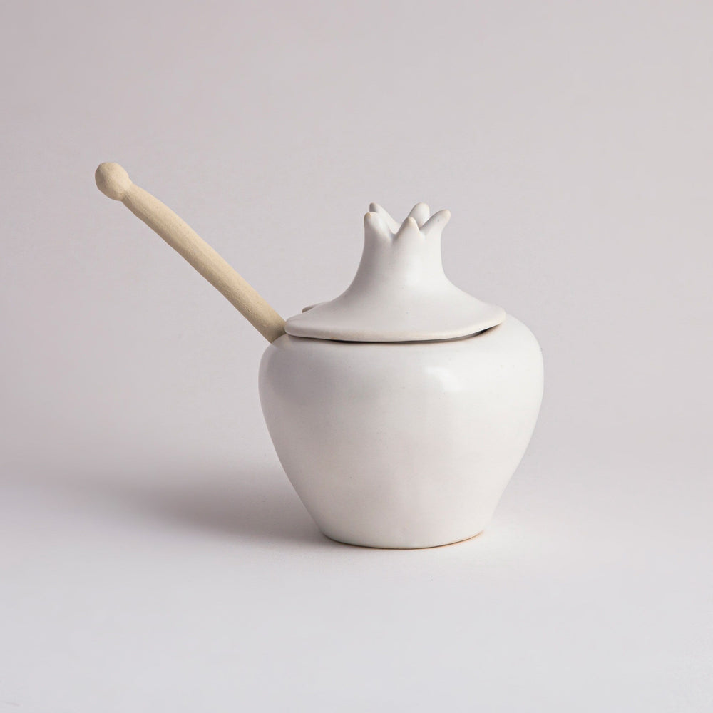 Ceramic Pomegranate Honey Pot with Spoon