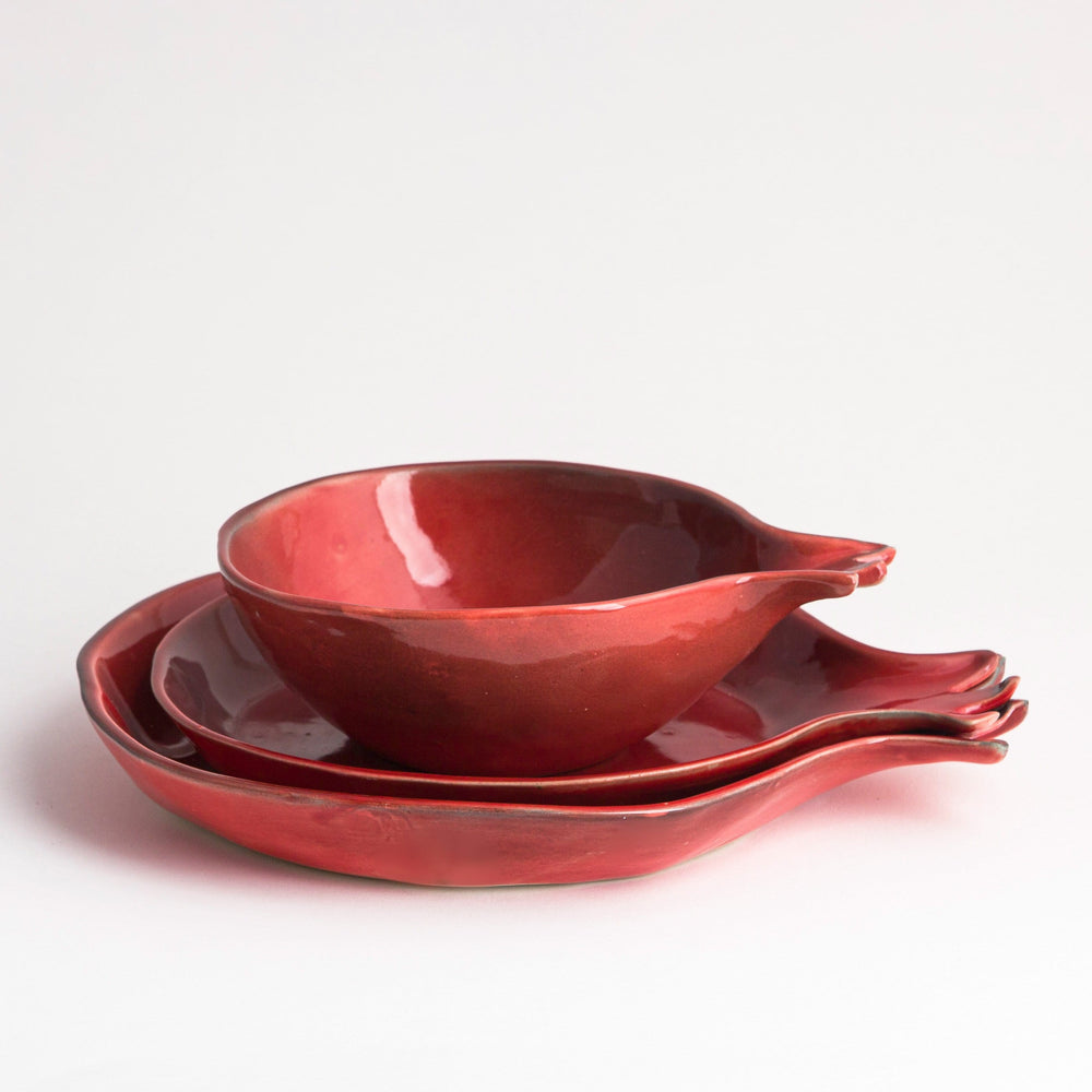 Ceramic Pomegranate Platters, Set of 3
