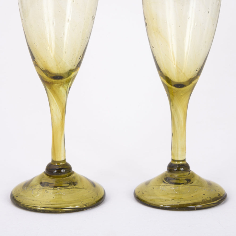 Champagne Glasses, Blown Glass Set of 2