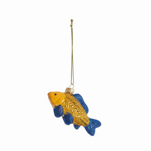 Christmas Ornament, Fish, Yellow-Blue