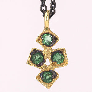
                
                    Load image into Gallery viewer, Emeralds Cross Pendant Necklace
                
            