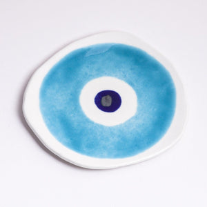 Evil Eye Ceramic Dessert Plate in Turquoise