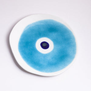 
                
                    Load image into Gallery viewer, Evil Eye Ceramic Dinner Plate B in Turquoise
                
            