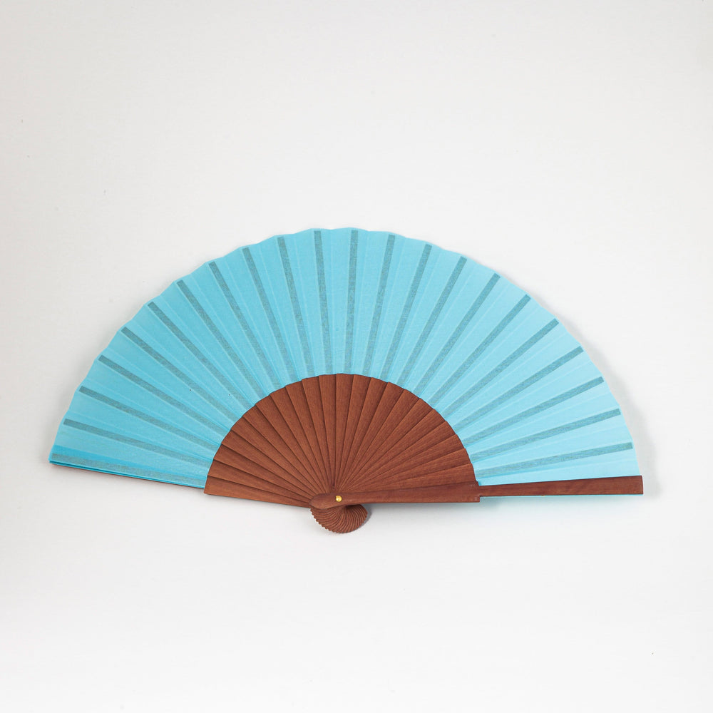Folding Hand Fan, Ostria Colours in Light Blue