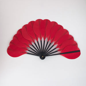Folding Hand Fan, Palmito Colours in Red