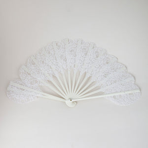 Hand Fan, White Lace, Bridal