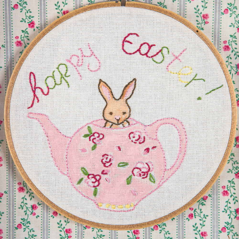 Happy Easter, Embroidered Hoop in Frame