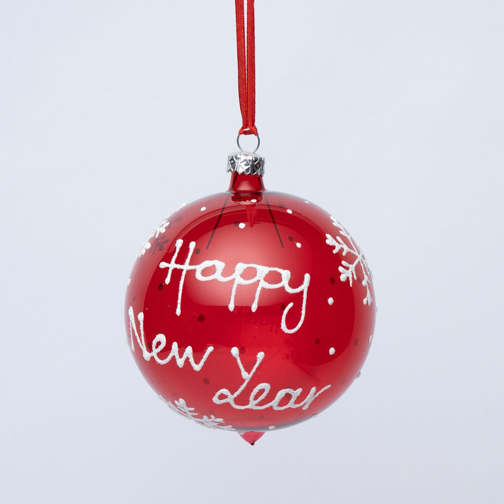 
                
                    Load image into Gallery viewer, Happy New Year Bauble, Christmas Ball, Blown Glass
                
            