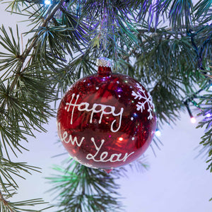 
                
                    Load image into Gallery viewer, Happy New Year Bauble, Christmas Ball, Blown Glass
                
            