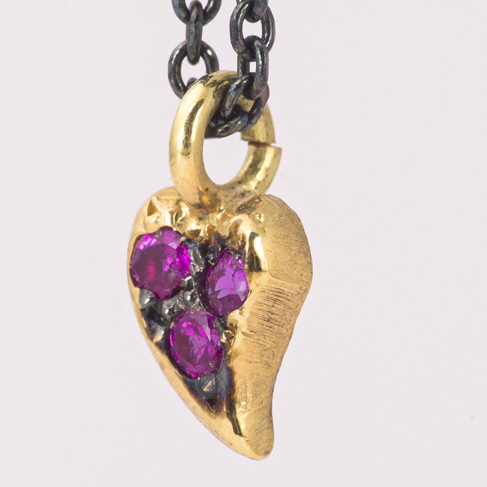 
                
                    Load image into Gallery viewer, Heart with Rubies Pendant Necklace
                
            