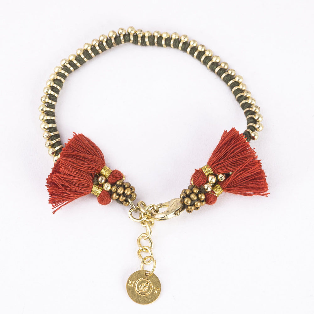 Hip Bracelet with Double Tassels and Coin