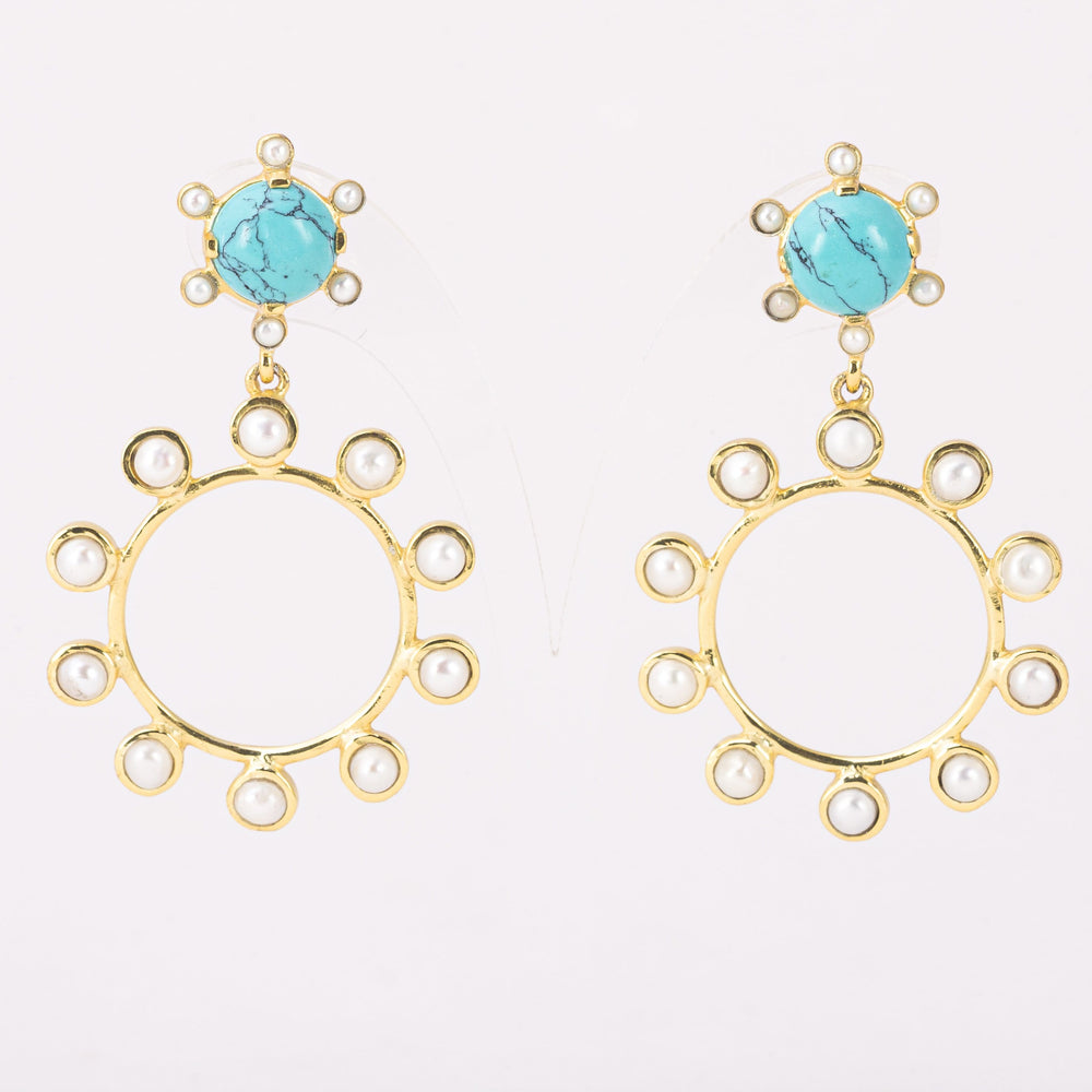 
                
                    Φόρτωση εικόνας στο Viewer Gallery, Hoop Earrings with Pearls and Turquoise
                
            