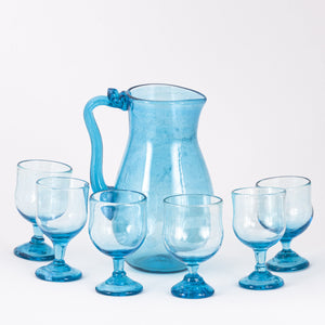 
                
                    Φόρτωση εικόνας στο Viewer Gallery, Jug with Wine Glasses, Set of Blue Blown Glass
                
            