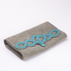 
                
                    Φόρτωση εικόνας στο Viewer Gallery, Leather Clutch - Turquoise Beaded Snake
                
            