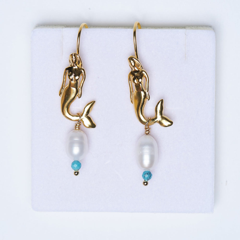 
                
                    Load image into Gallery viewer, Mermaid, Drop Earrings with Pearl
                
            