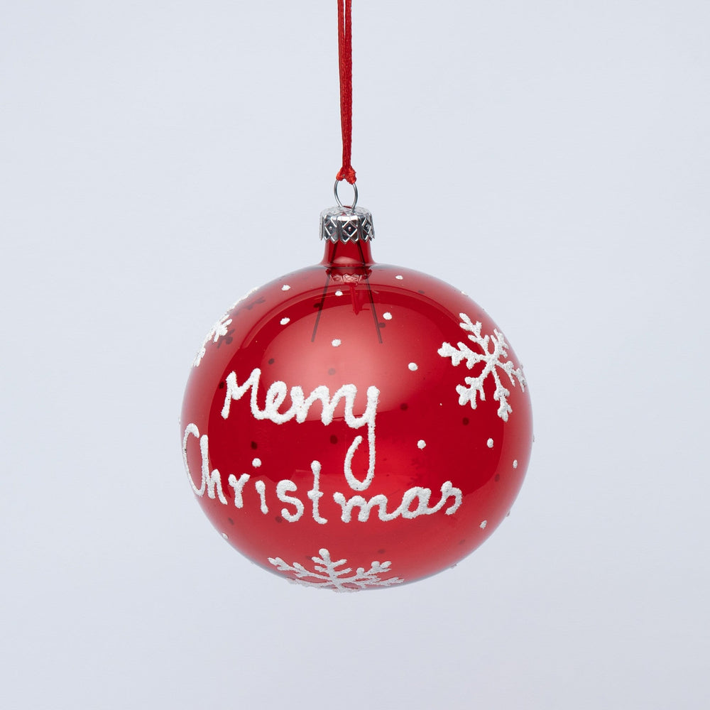 Χριστουγεννιάτικη Μπάλα Δέντρου, Merry Christmas, Χειροποίητη, Φυσητό Γυαλί