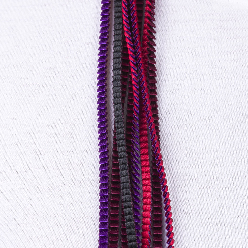 Necklace Pleated Lines in Violet & Grey