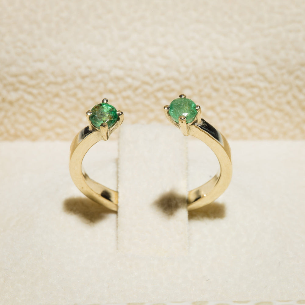 Open Gold Ring with Emeralds