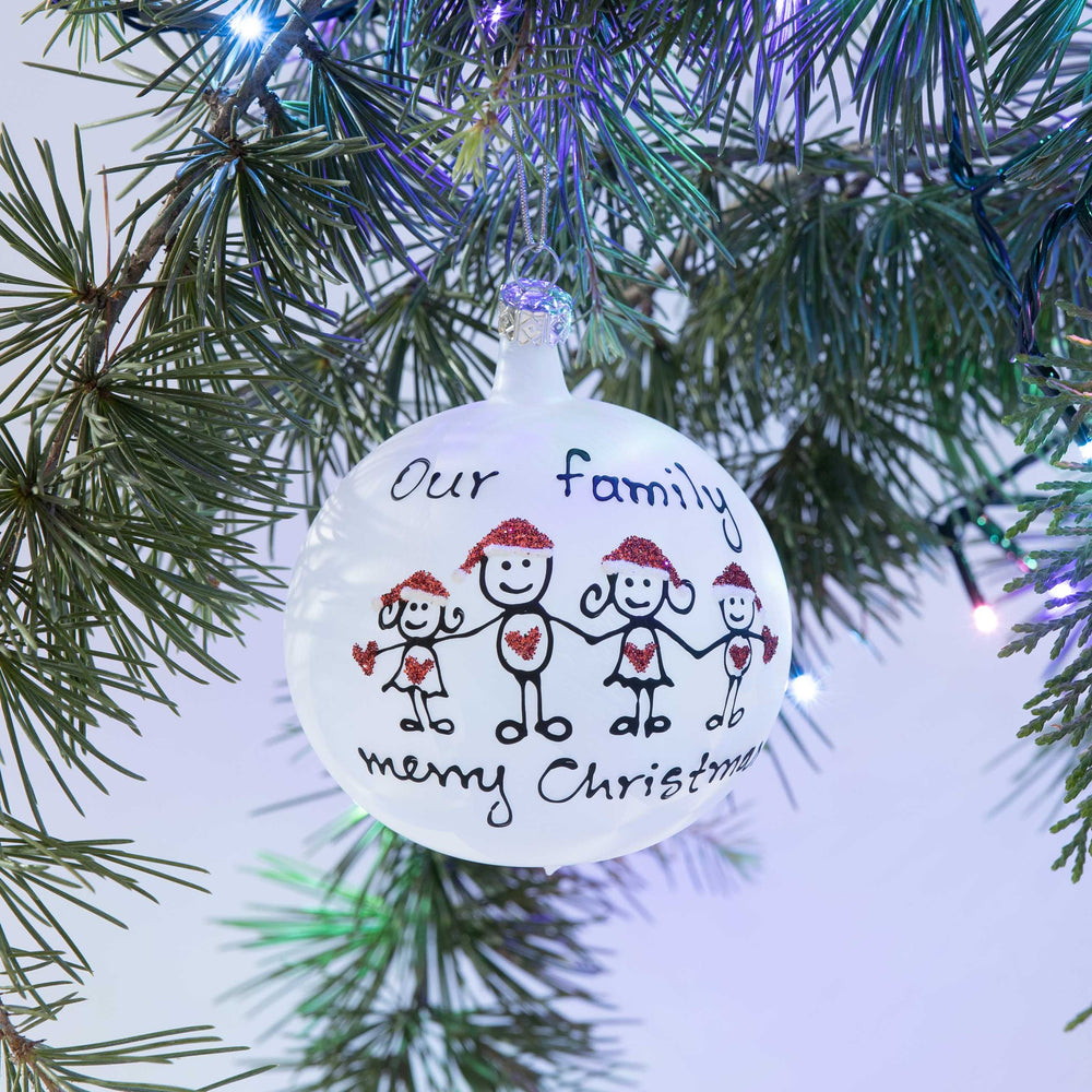 Χριστουγεννιάτικη Μπάλα Δέντρου, Οικογένεια, Χειροποίητη, Φυσητό Γυαλί