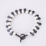 Pearls and Oxidised Silver Fringe Bracelet