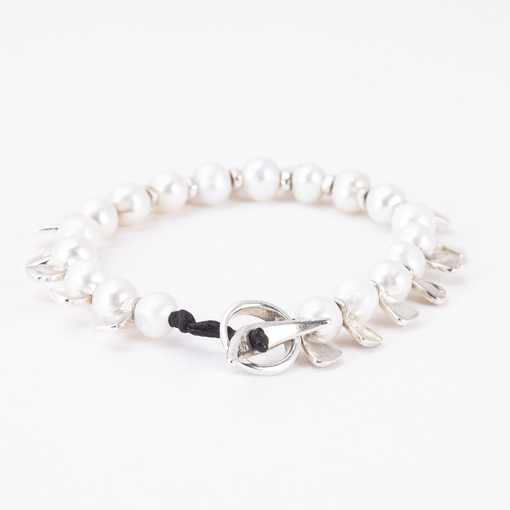 Pearls and Silver Fringe Bracelet