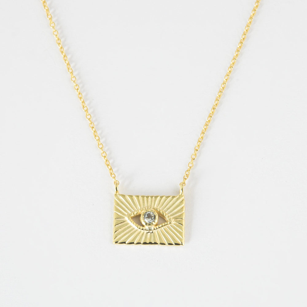 
                
                    Φόρτωση εικόνας στο Viewer Gallery, Pendant Necklace Eye with Zircon, Gold Plated Silver
                
            