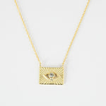Pendant Necklace Eye with Zircon, Gold Plated Silver