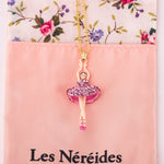 Pink Rhinestone Crystals Ballerina Necklace
