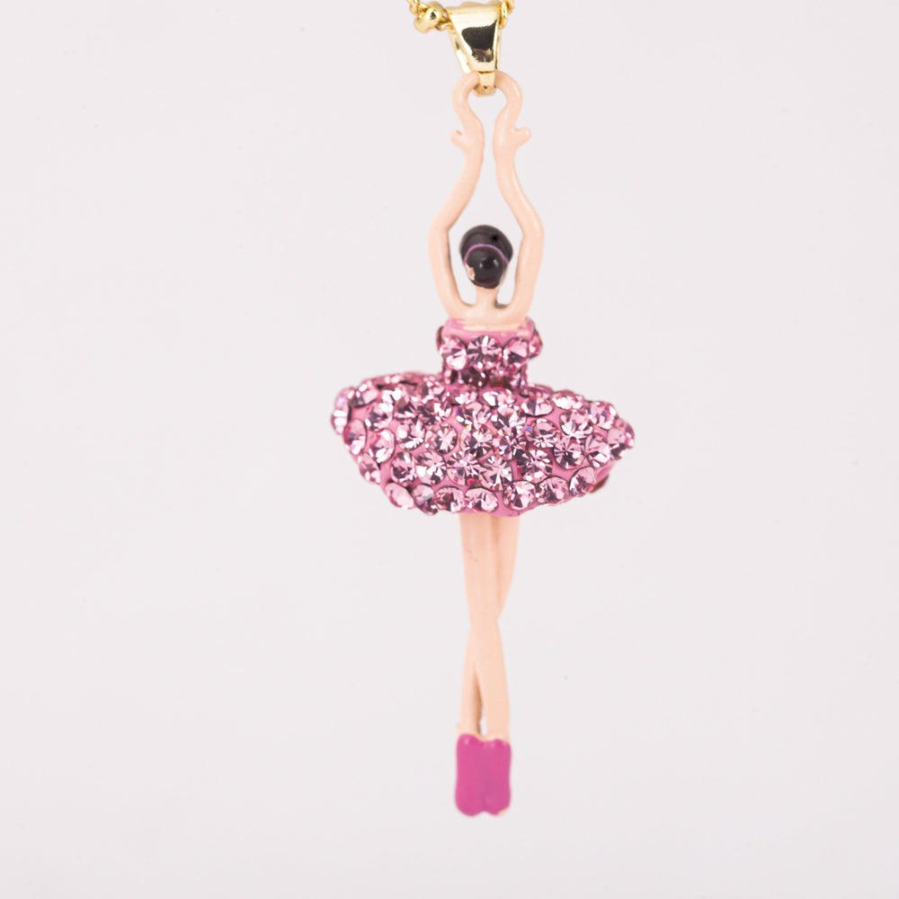 
                
                    Load image into Gallery viewer, Pink Rhinestone Crystals Ballerina Necklace
                
            
