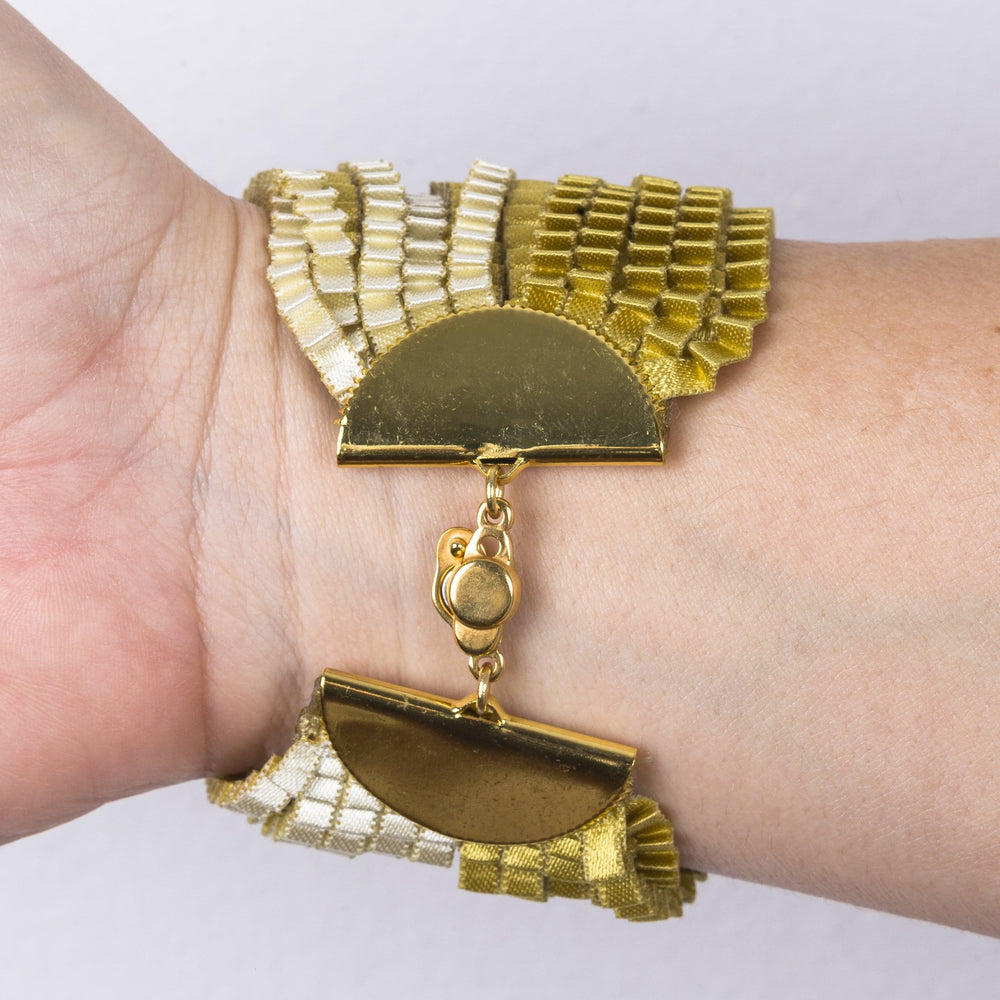 Pleated Lines Bracelet in Shades of Gold